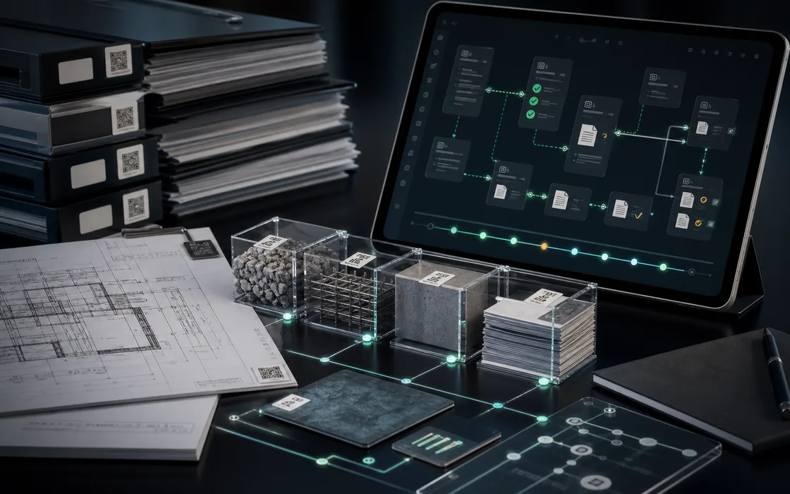 Archivio tecnico e dashboard con catena di tracciabilità dei dati
